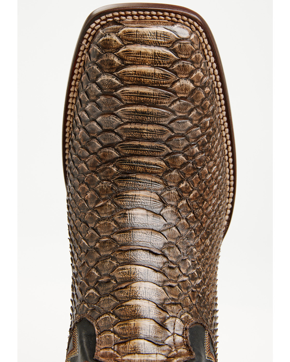 Men's Slyde Exotic Python Western Boots - Broad Square Toe Brown