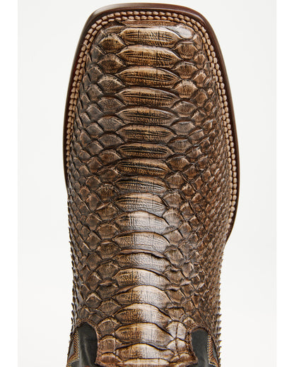 Men's Slyde Exotic Python Western Boots - Broad Square Toe Brown