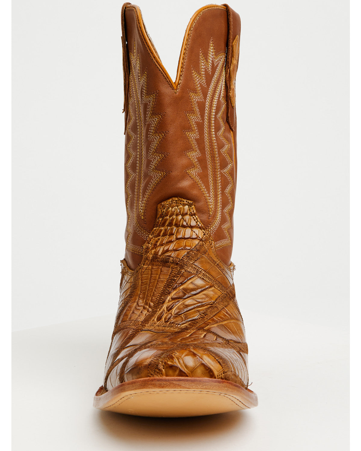 Men's Exotic American Alligator Western Boots - Broad Squar Tan