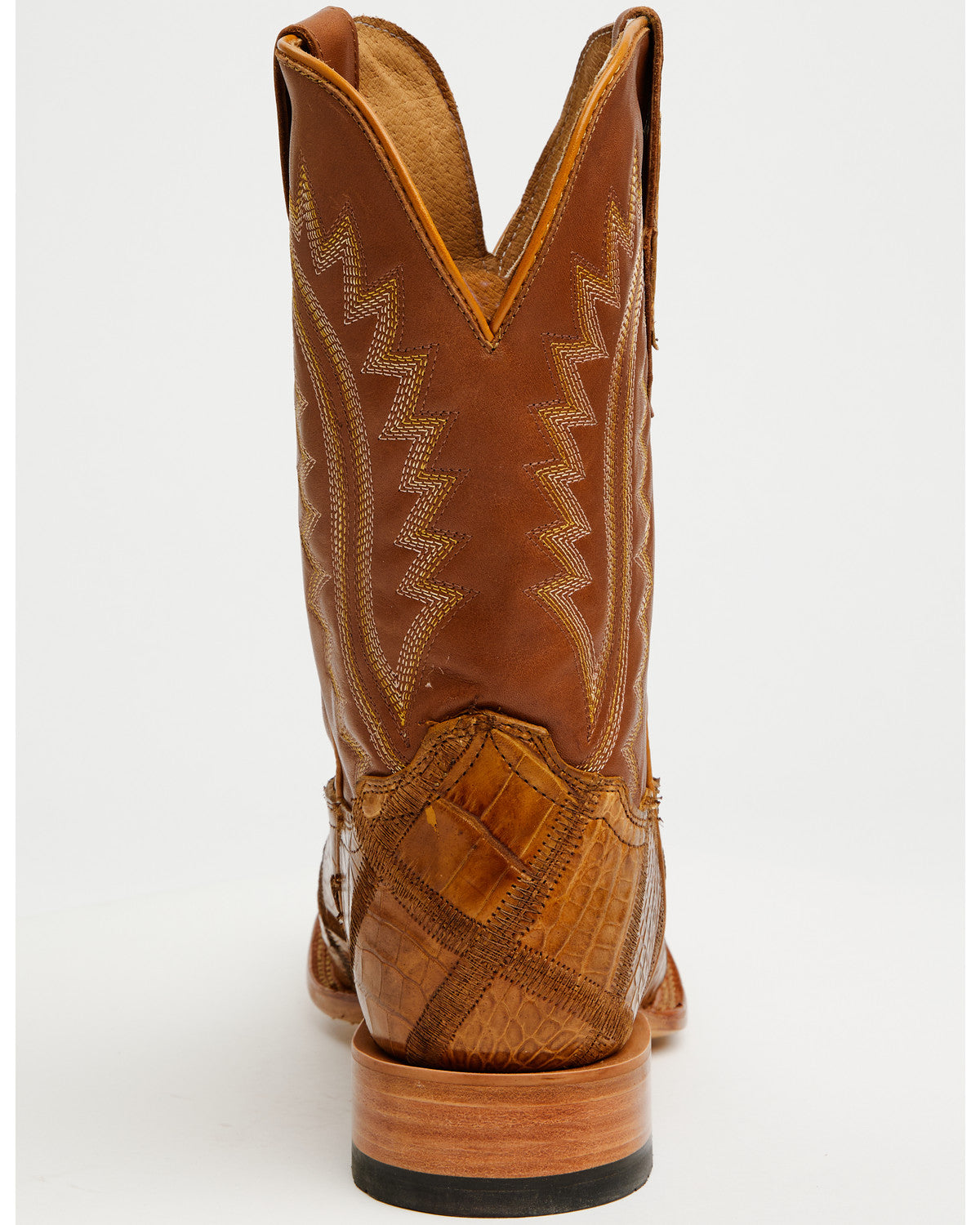 Men's Exotic American Alligator Western Boots - Broad Squar Tan