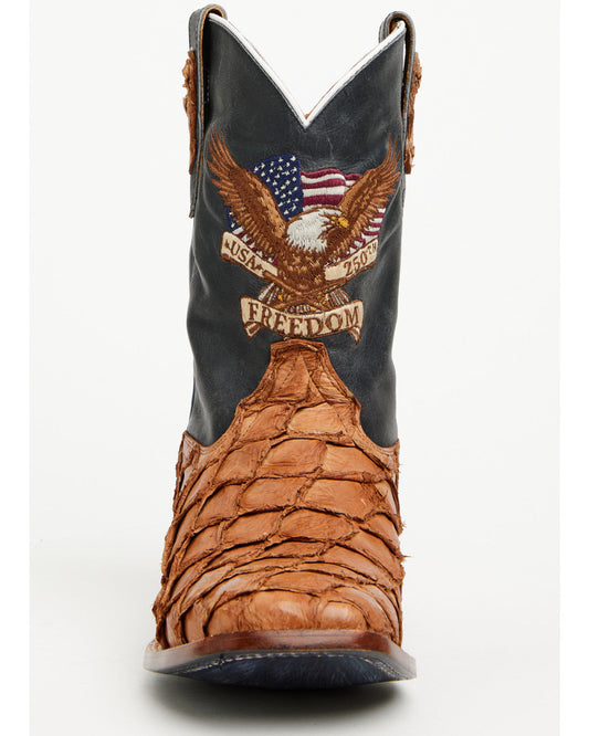 Men's America 250 Freedom Exotic Pirarucu Western Boots - B Blue