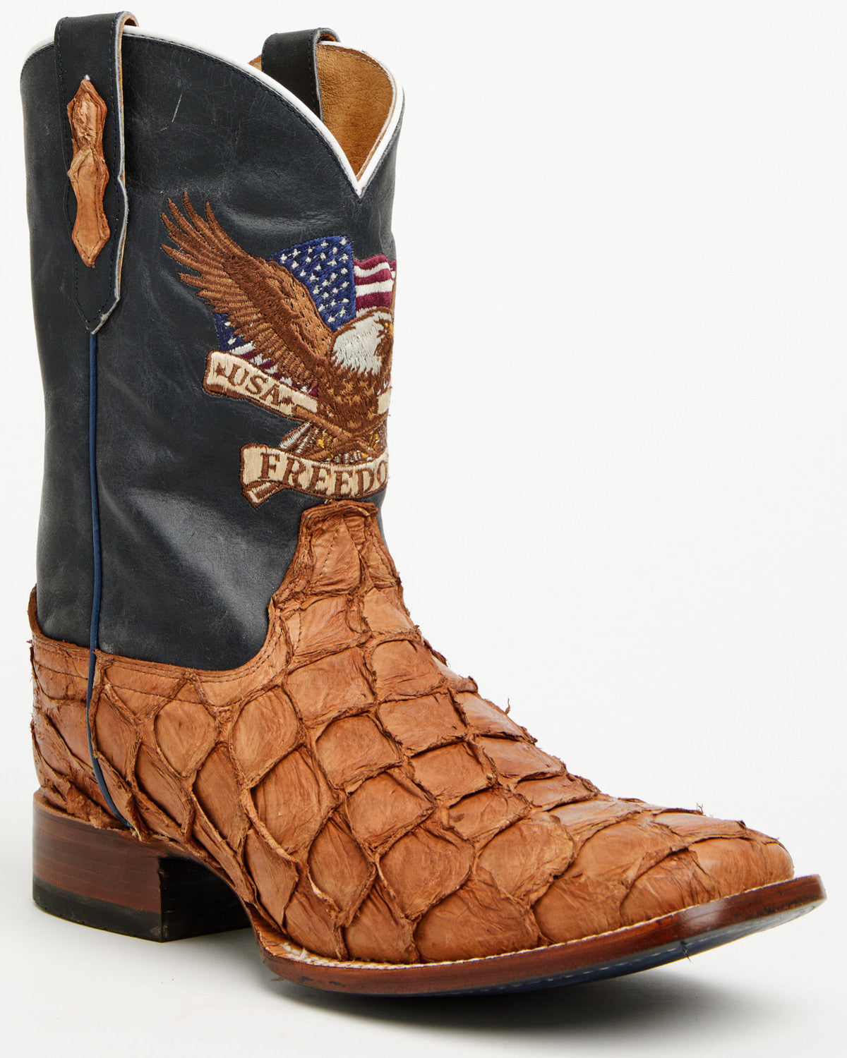Men's America 250 Freedom Exotic Pirarucu Western Boots - B Blue