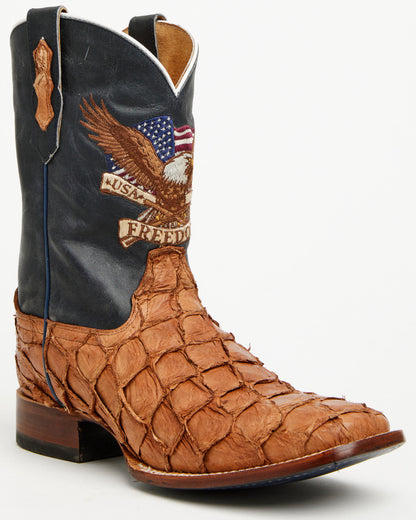 Men's America 250 Freedom Exotic Pirarucu Western Boots - B Blue
