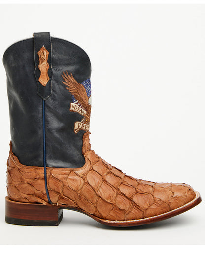 Men's America 250 Freedom Exotic Pirarucu Western Boots - B Blue