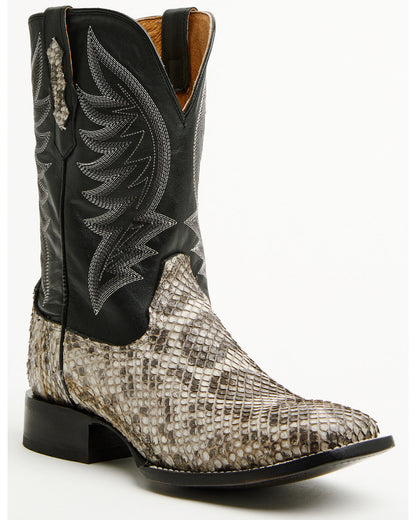 Men's Exotic Anaconda Western Boots - Broad Square Toe Black
