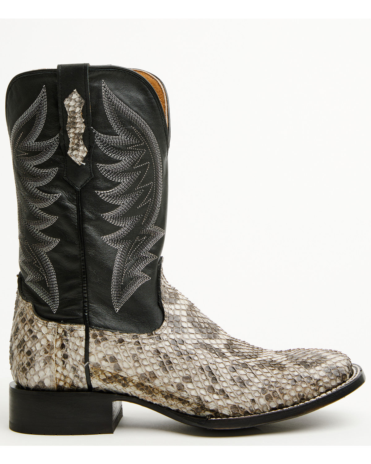 Men's Exotic Anaconda Western Boots - Broad Square Toe Black