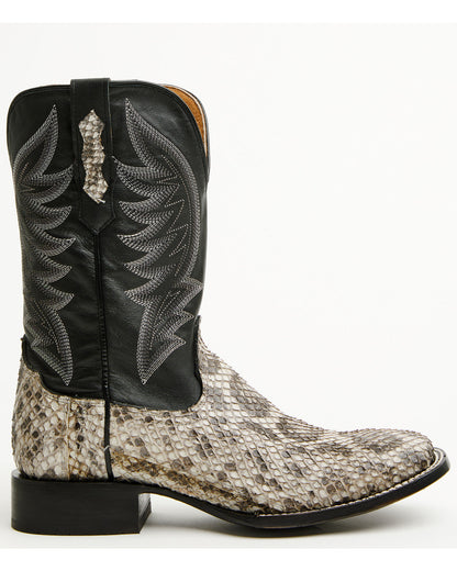 Men's Exotic Anaconda Western Boots - Broad Square Toe Black