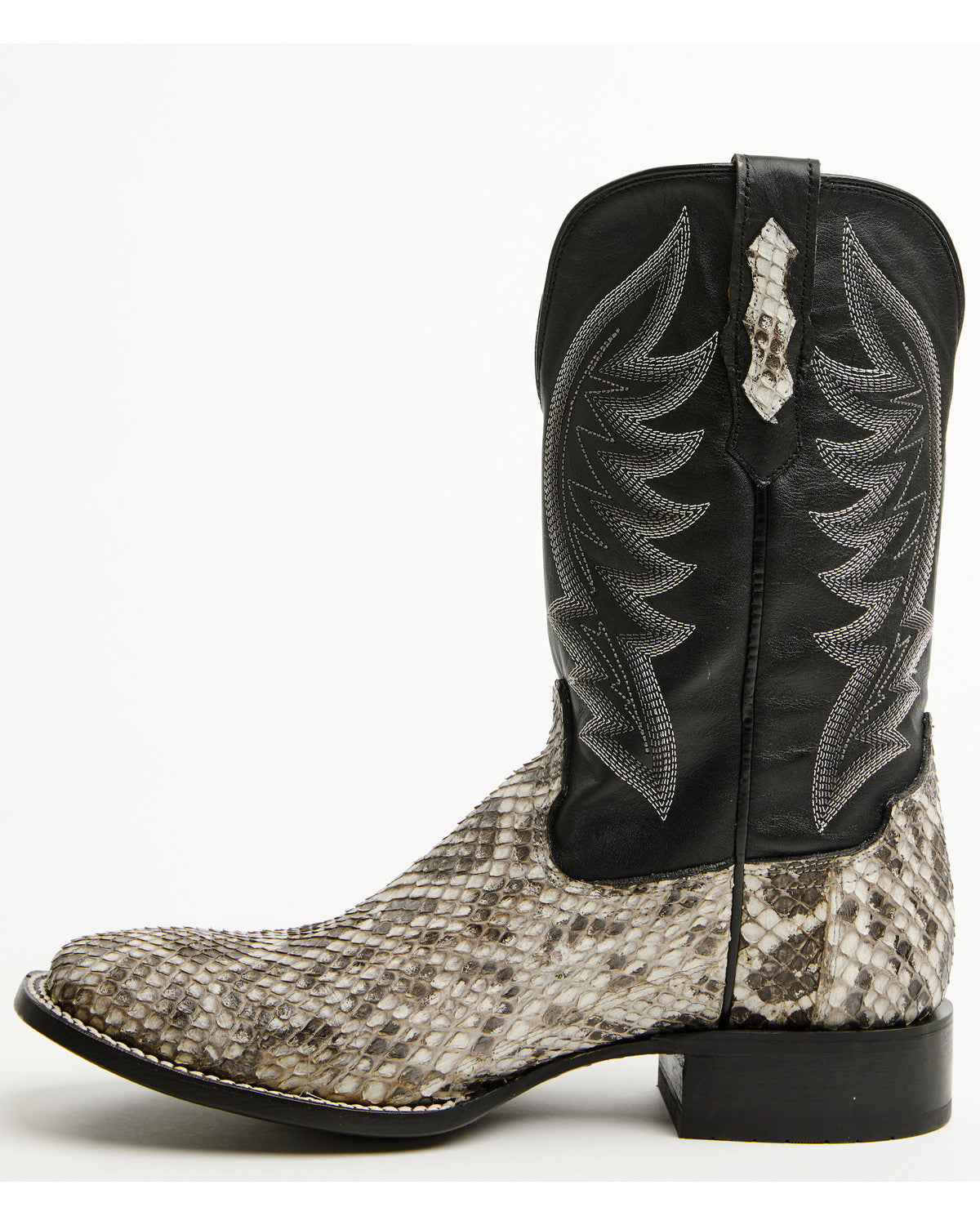 Men's Exotic Anaconda Western Boots - Broad Square Toe Black