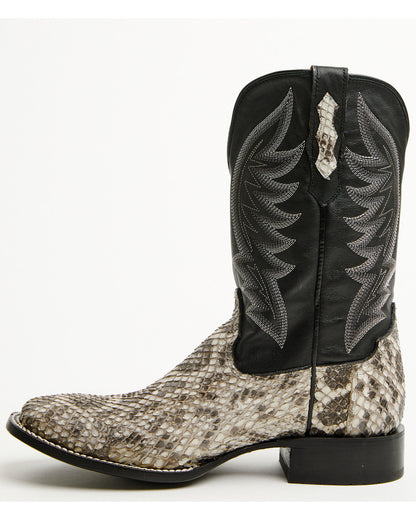 Men's Exotic Anaconda Western Boots - Broad Square Toe Black