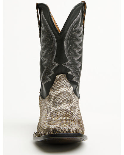 Men's Exotic Anaconda Western Boots - Broad Square Toe Black