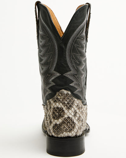 Men's Exotic Anaconda Western Boots - Broad Square Toe Black