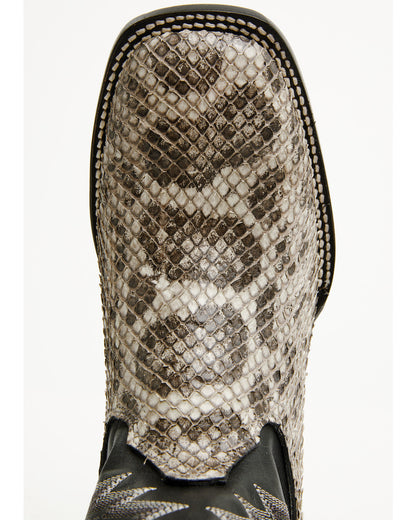 Men's Exotic Anaconda Western Boots - Broad Square Toe Black