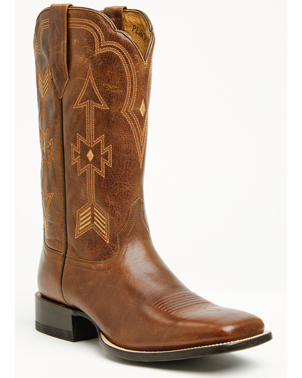 Men's Peacemaker Western Boots - Broad Square Toe Brown