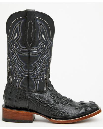 Men's Croc Print Badlands Western Boots - Broad Square Toe Black
