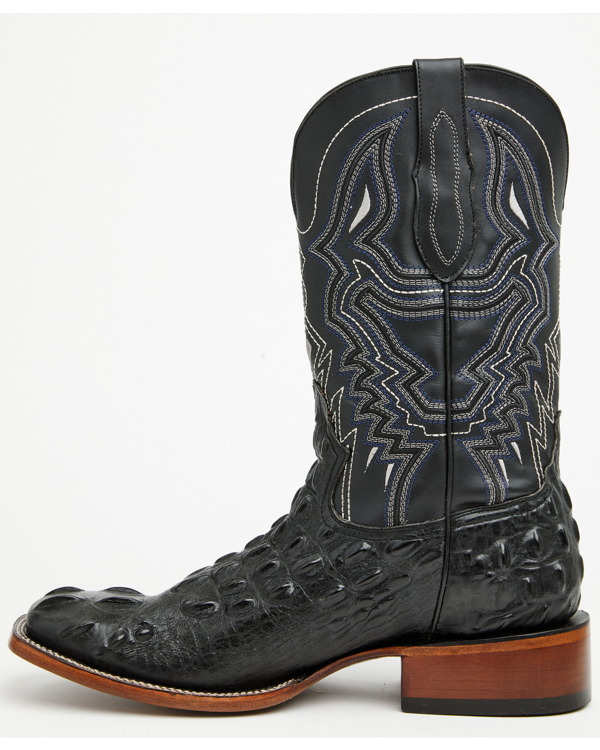 Men's Croc Print Badlands Western Boots - Broad Square Toe Black
