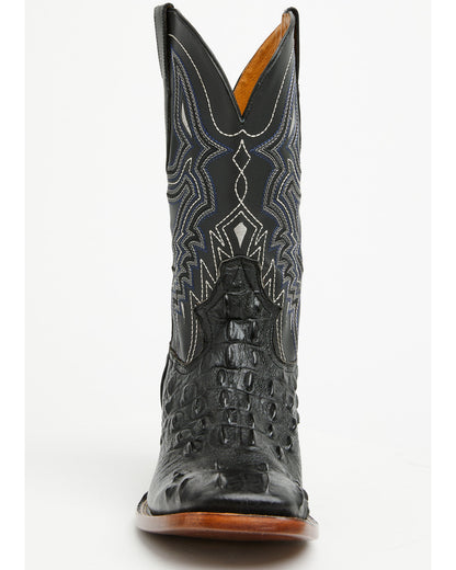 Men's Croc Print Badlands Western Boots - Broad Square Toe Black
