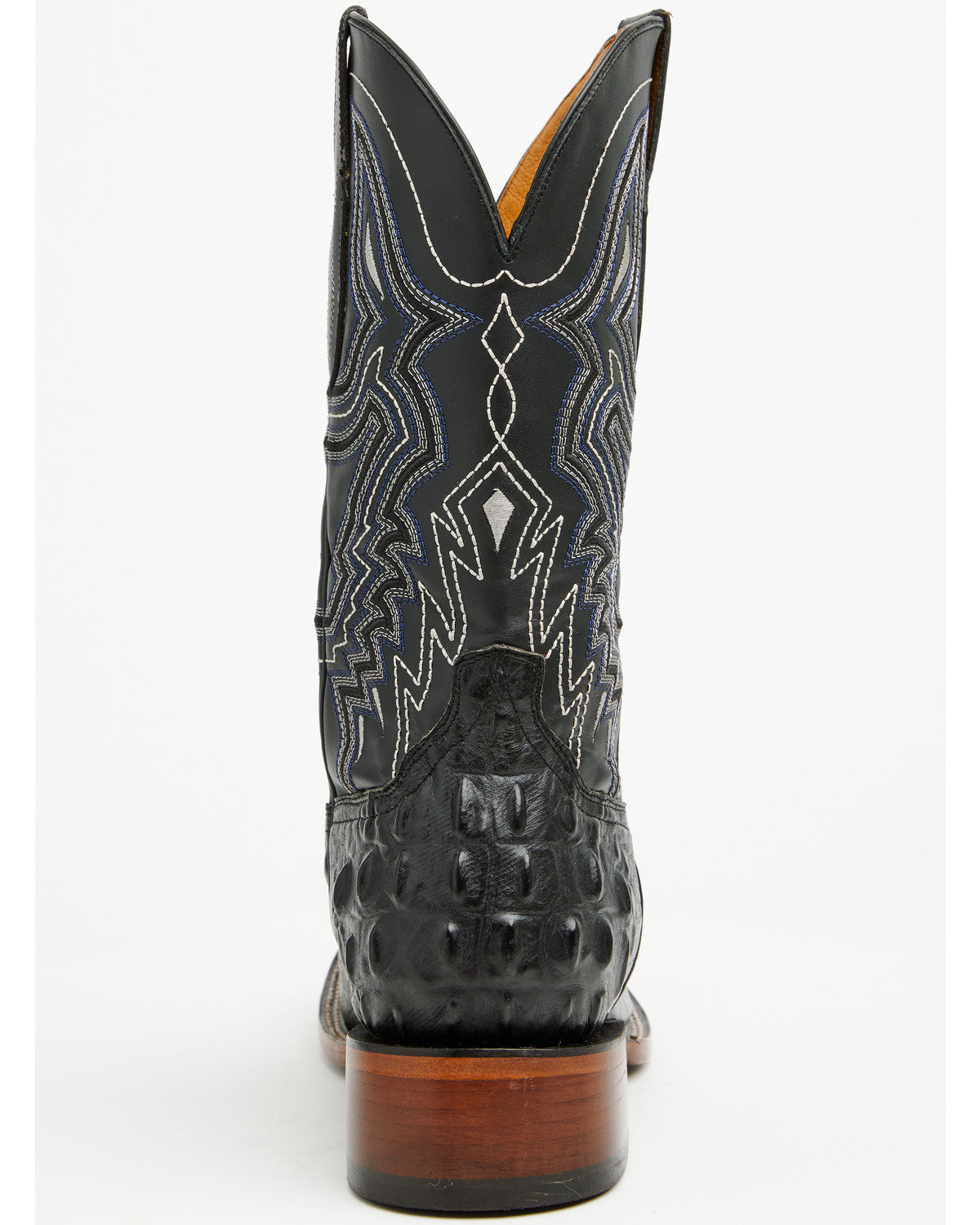 Men's Croc Print Badlands Western Boots - Broad Square Toe Black
