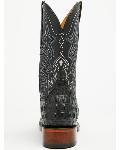 Men's Croc Print Badlands Western Boots - Broad Square Toe Black