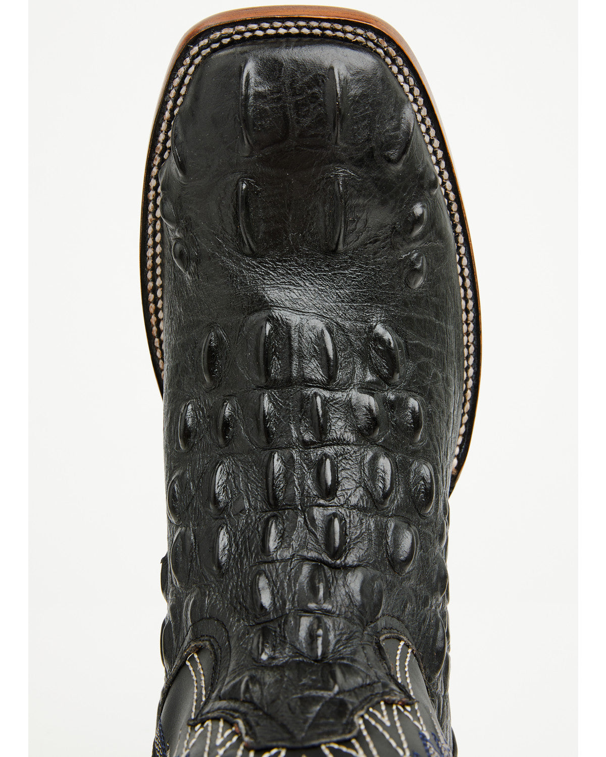 Men's Croc Print Badlands Western Boots - Broad Square Toe Black