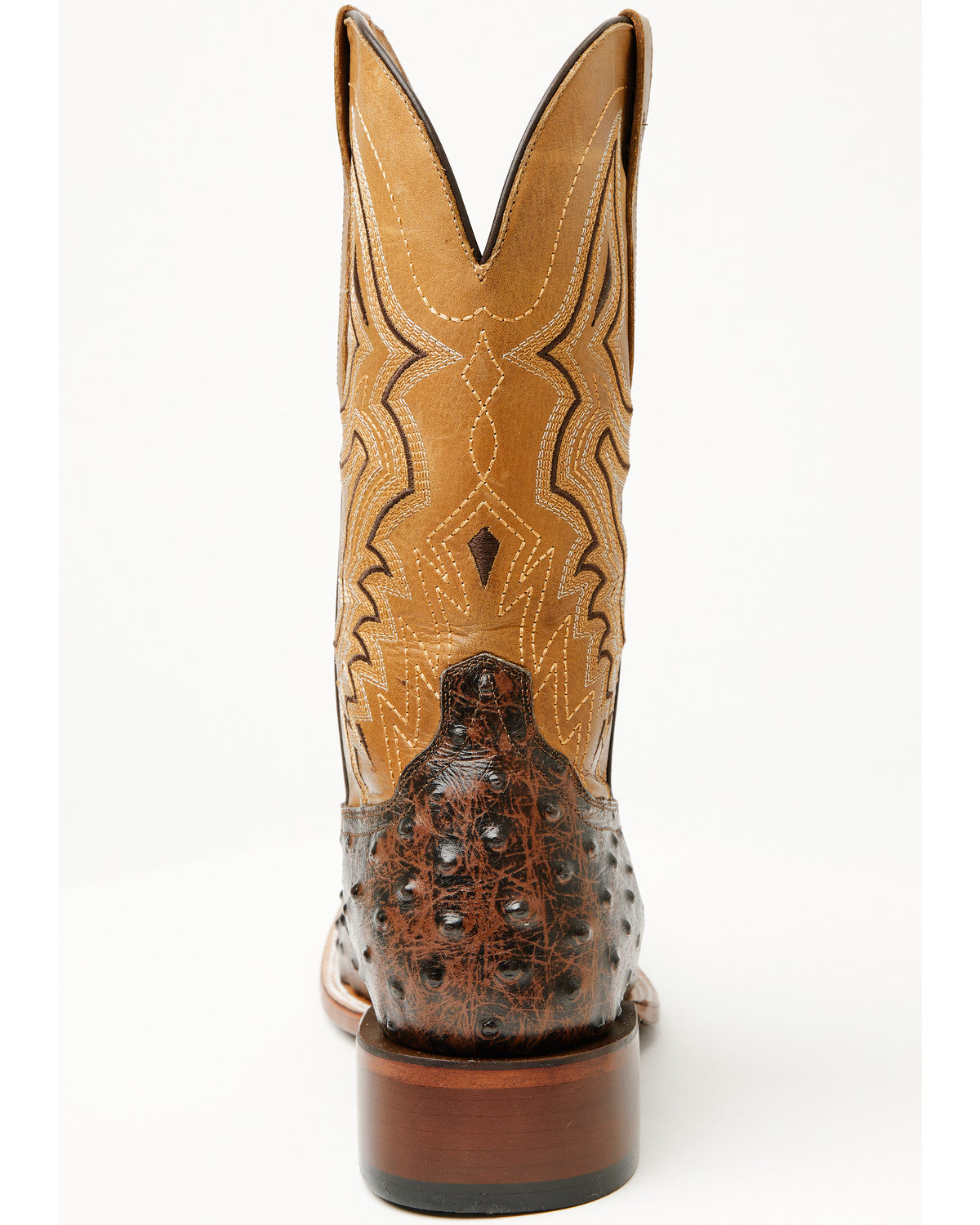 Men's Badlands Ostrich Print Western Boots - Broad Square T Brown