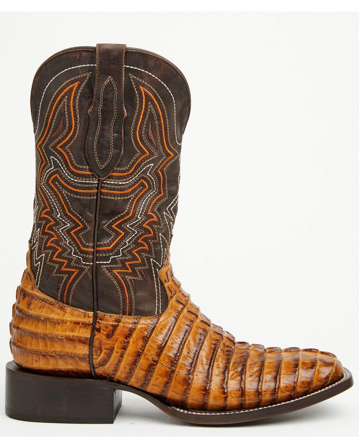 Men's Badlands Caiman Print Western Boots - Broad Square To Tan