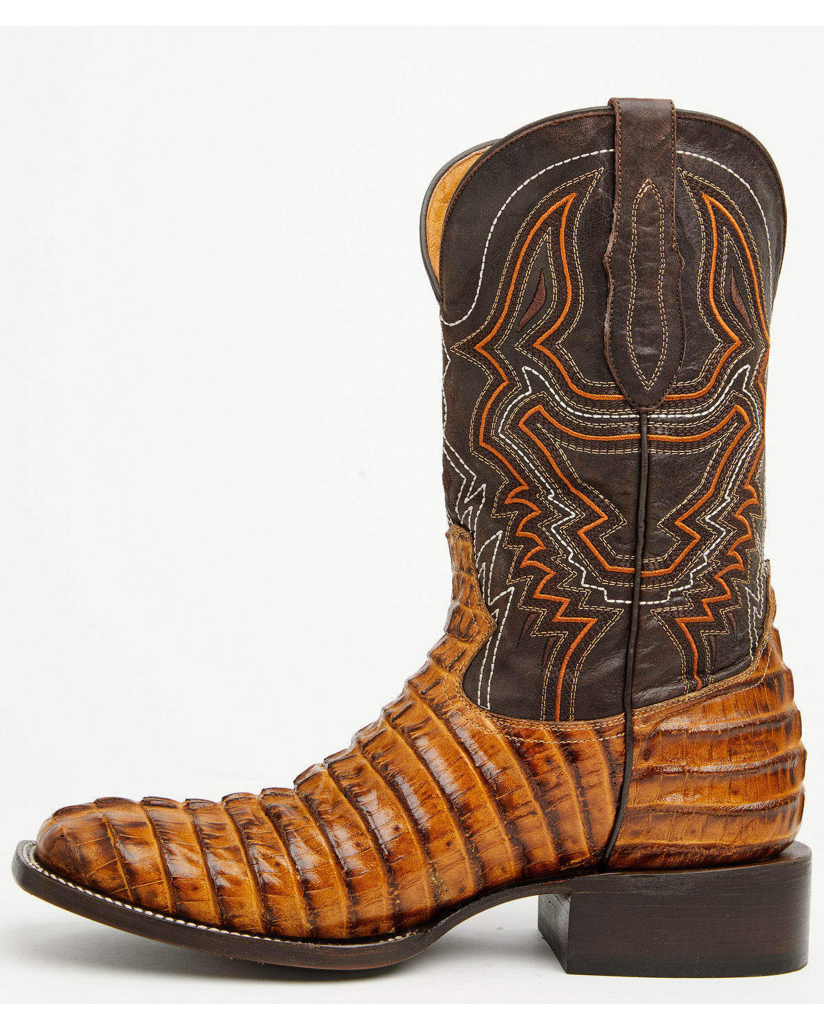 Men's Badlands Caiman Print Western Boots - Broad Square To Tan