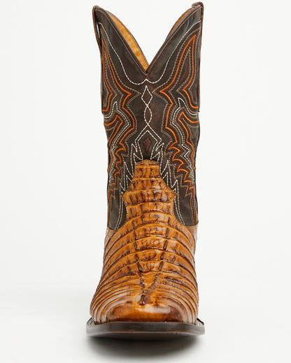 Men's Badlands Caiman Print Western Boots - Broad Square To Tan
