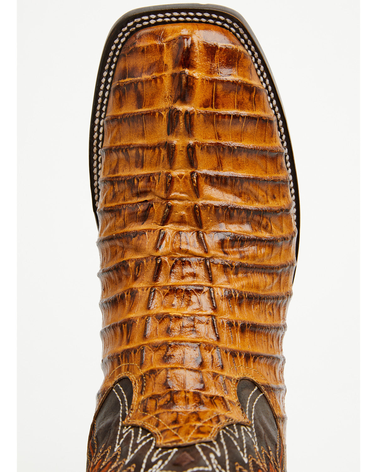 Men's Badlands Caiman Print Western Boots - Broad Square To Tan