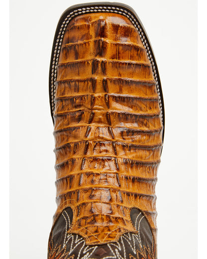 Men's Badlands Caiman Print Western Boots - Broad Square To Tan