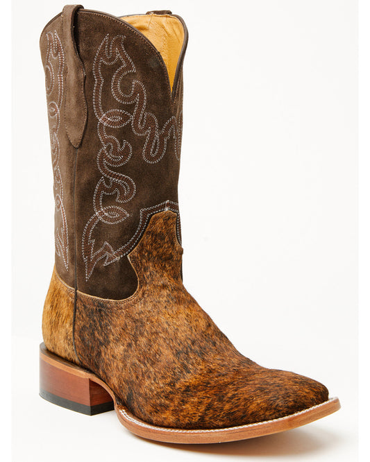Men's Badlands Cowhide Western Boots - Broad Square Toe Brown