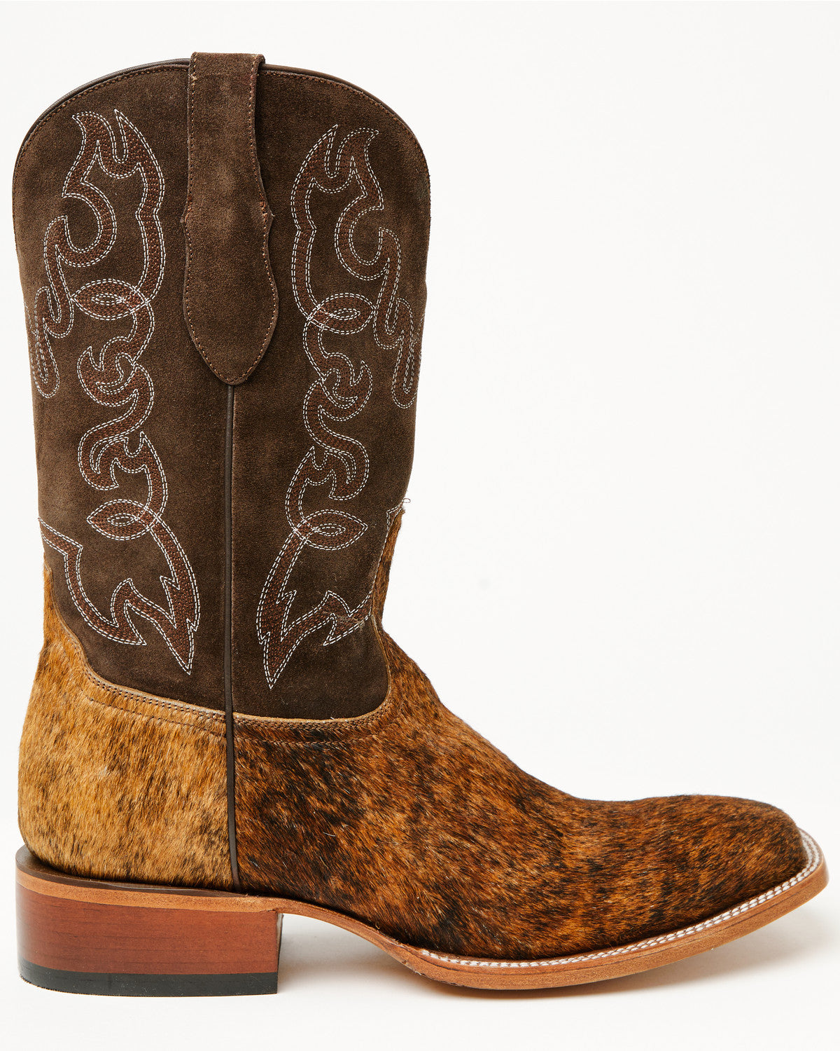 Men's Badlands Cowhide Western Boots - Broad Square Toe Brown