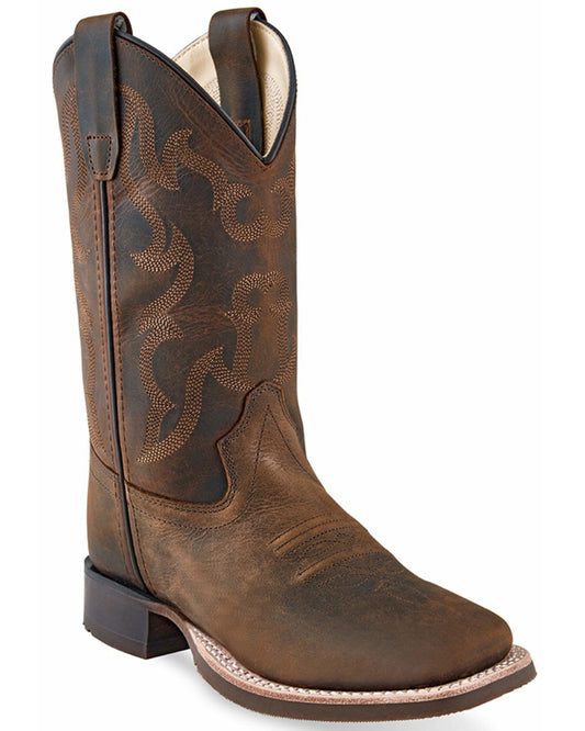 Boys' Nash Distressed Western Boots - Broad Square Toe Brown