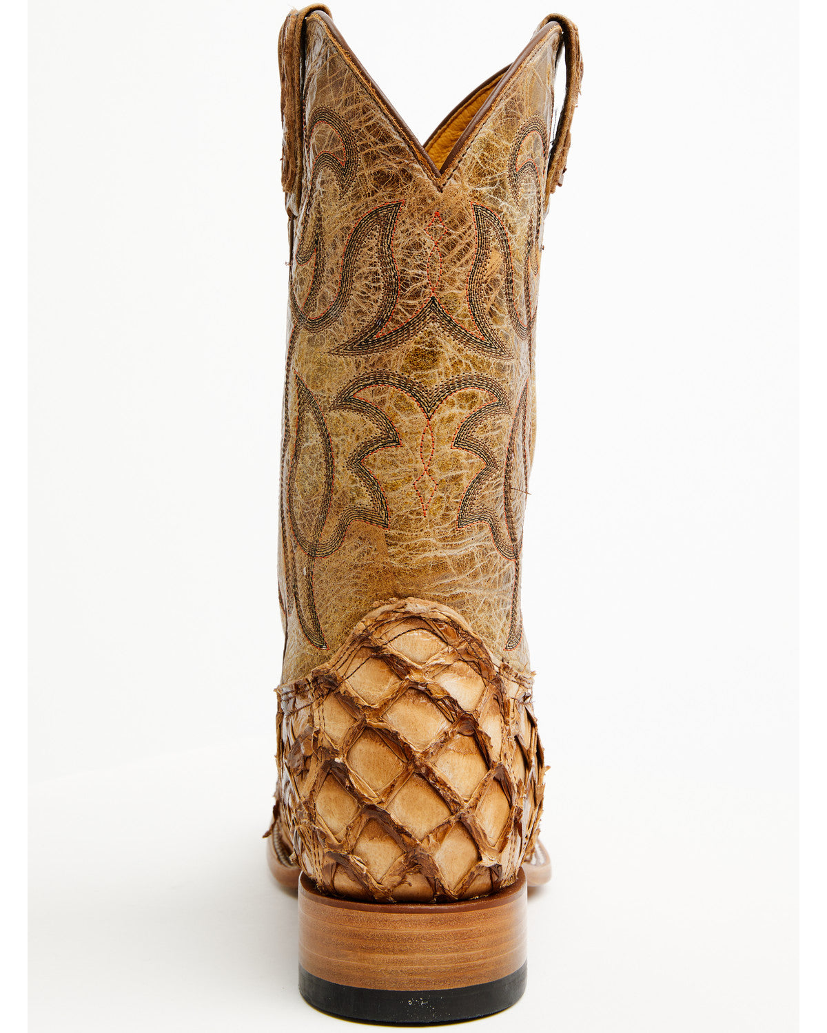 Men's Pirarucu Exotic Boots - Broad Square Toe Brown