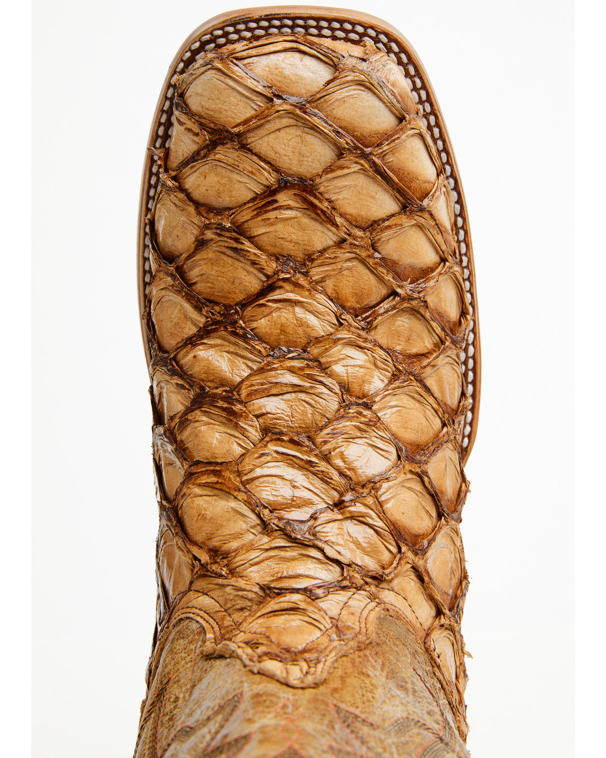 Men's Pirarucu Exotic Boots - Broad Square Toe Brown