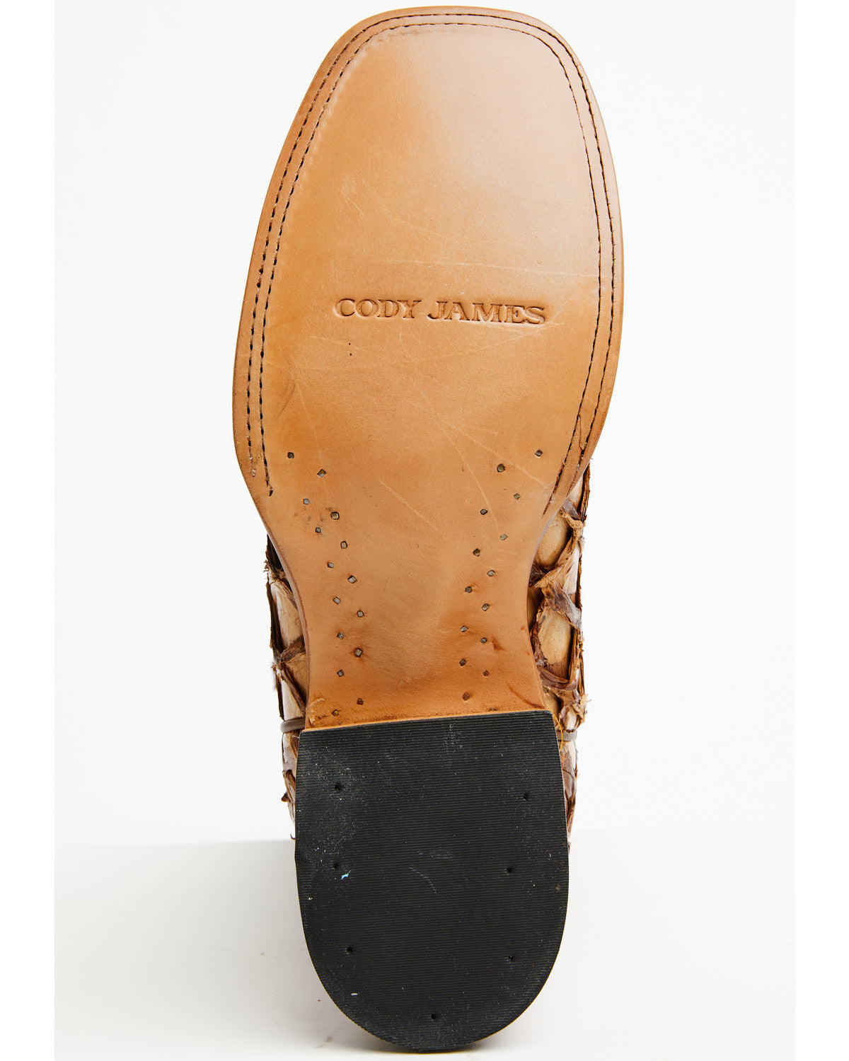 Men's Pirarucu Exotic Boots - Broad Square Toe Brown