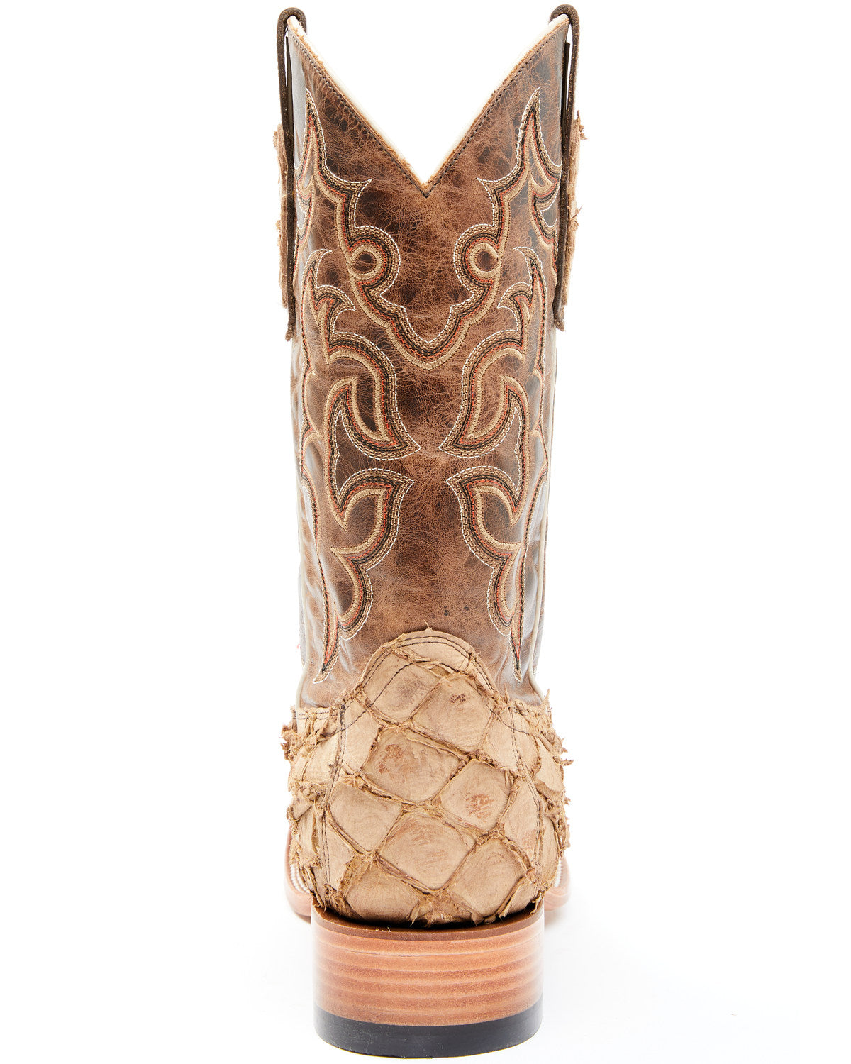 Men's Exotic Pirarucu Western Boots - Broad Square Toe Tan