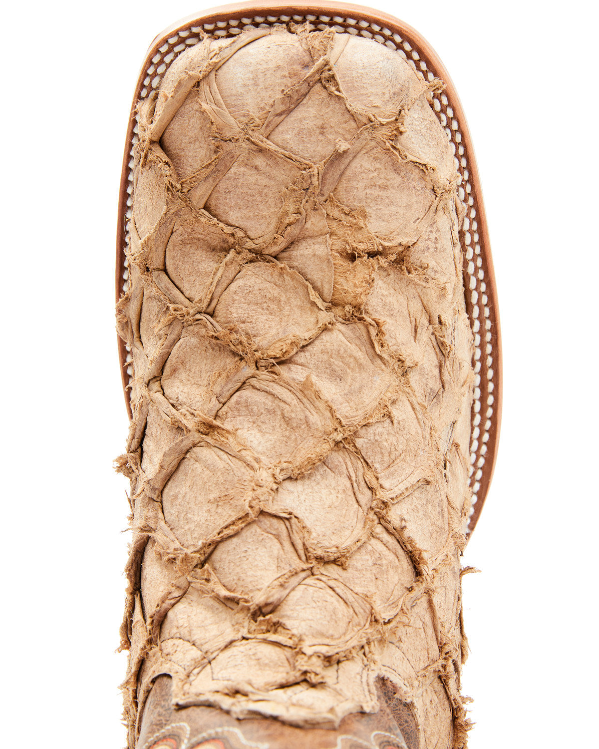 Men's Exotic Pirarucu Western Boots - Broad Square Toe Tan