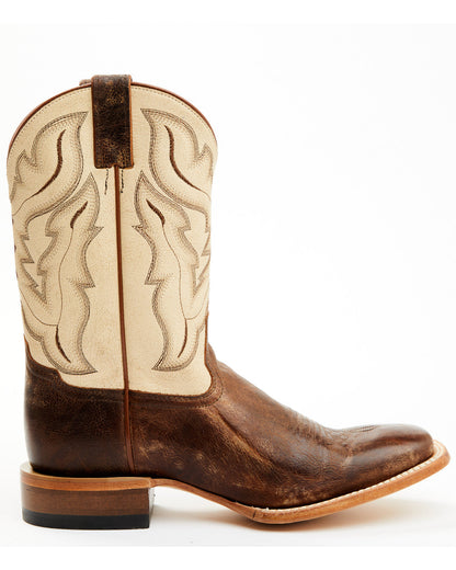 Men's Bone Western Boots - Broad Square Toe Ivory
