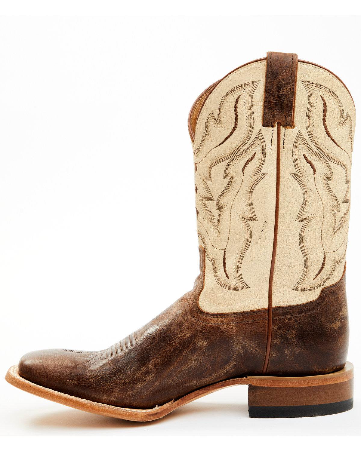 Men's Bone Western Boots - Broad Square Toe Ivory