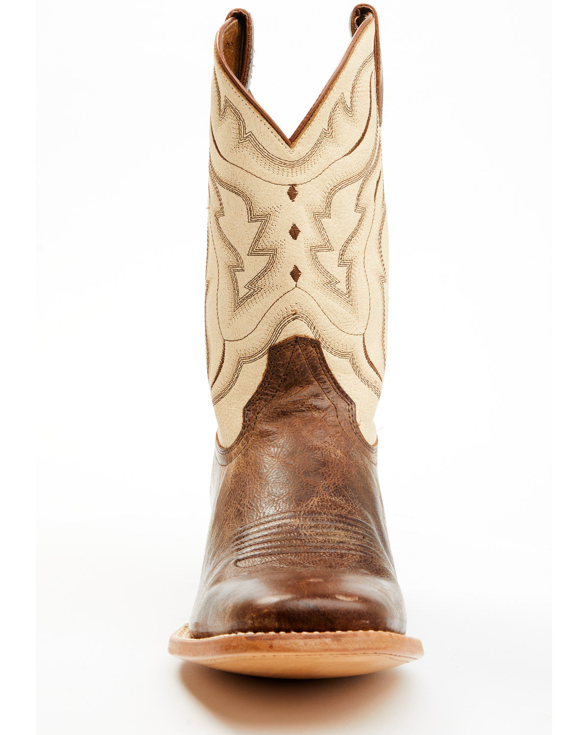 Men's Bone Western Boots - Broad Square Toe Ivory