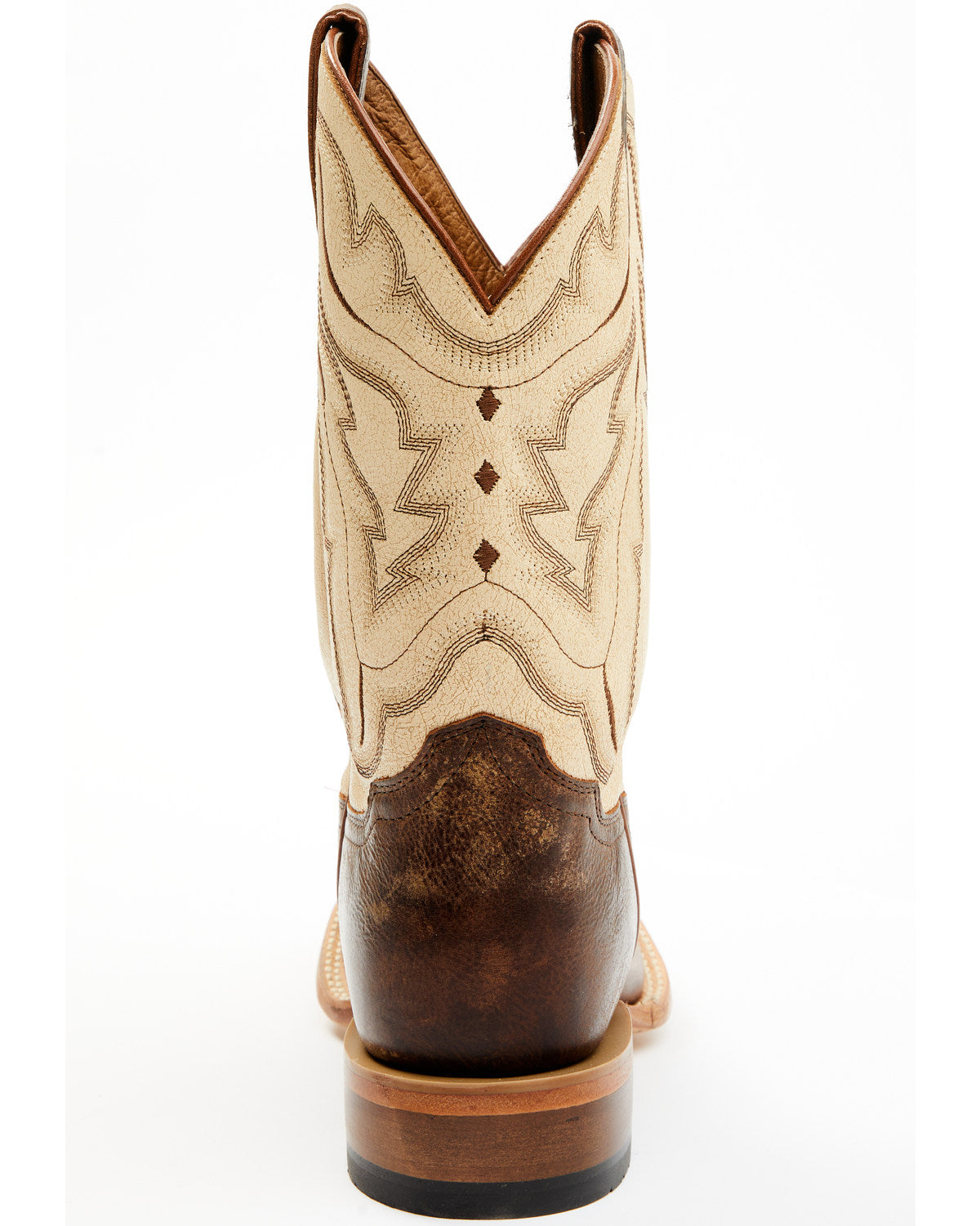 Men's Bone Western Boots - Broad Square Toe Ivory