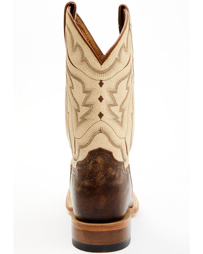 Men's Bone Western Boots - Broad Square Toe Ivory