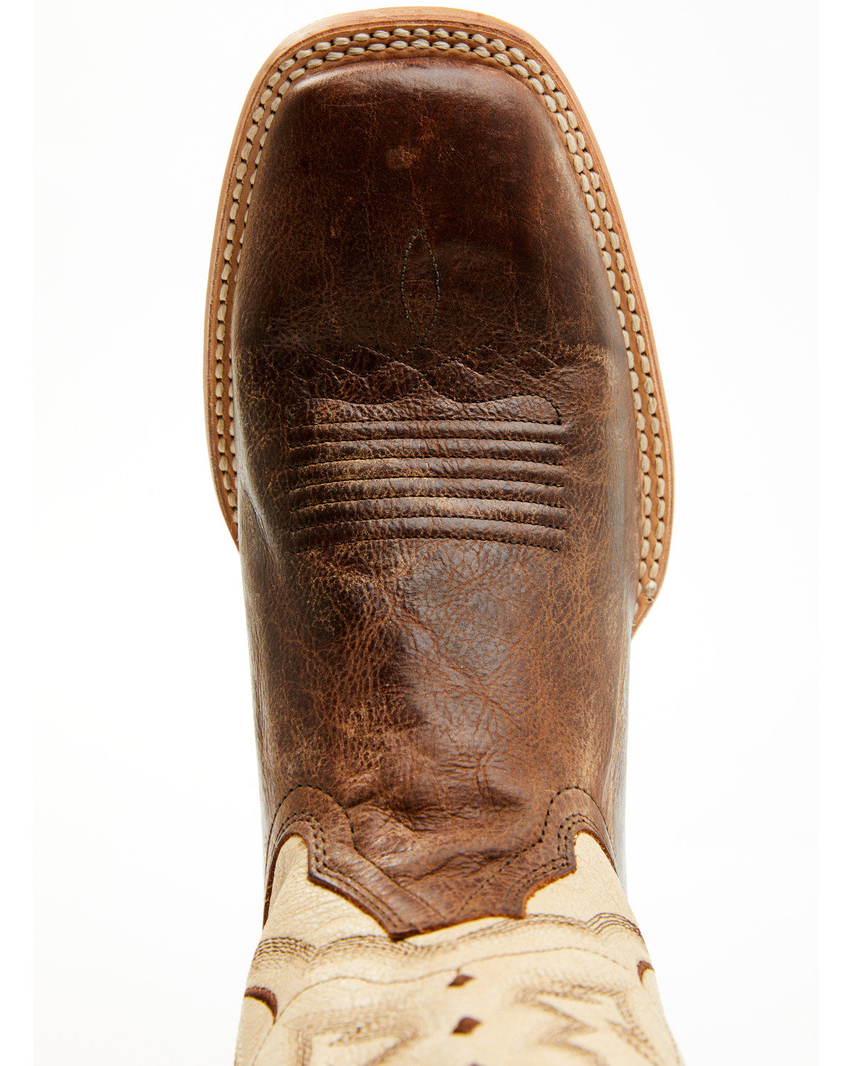 Men's Bone Western Boots - Broad Square Toe Ivory