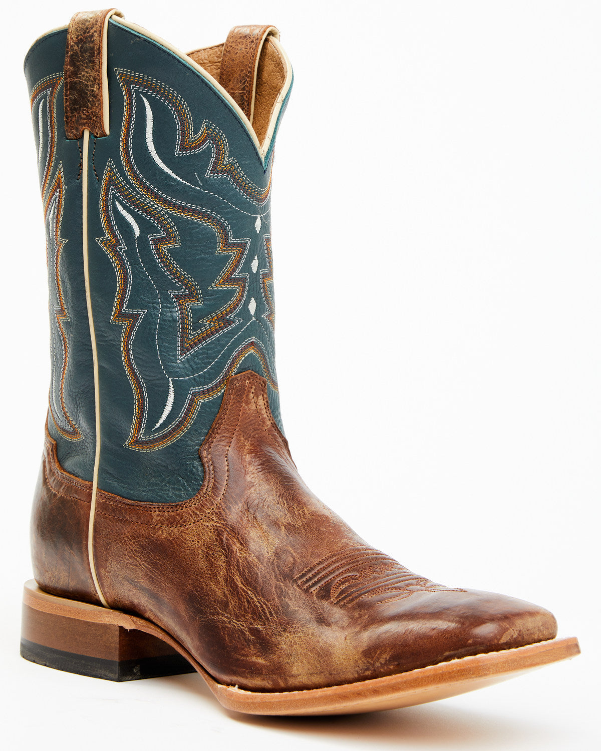 Men's Western Boots - Broad Square Toe Navy