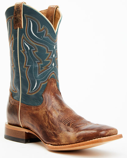 Men's Western Boots - Broad Square Toe Navy