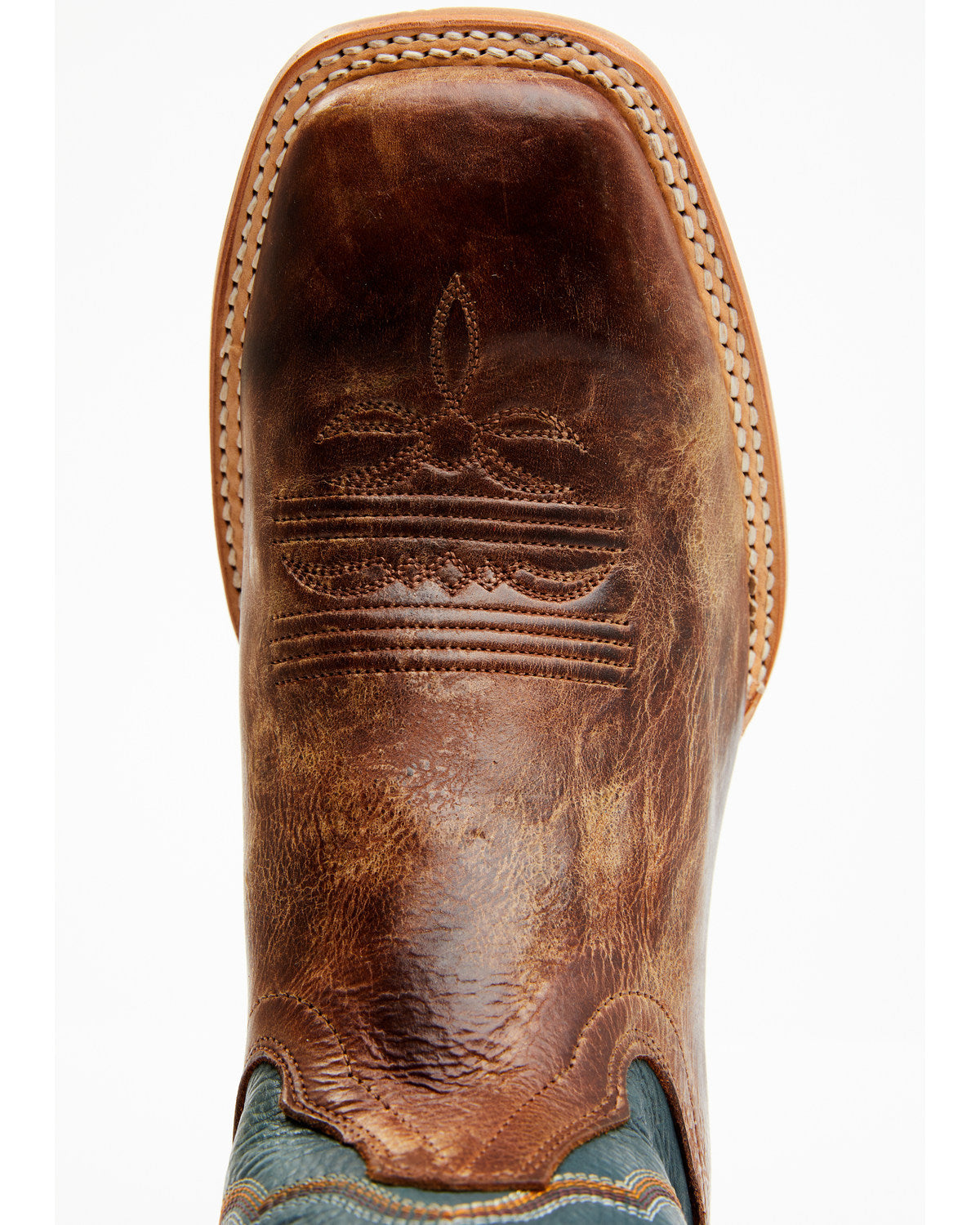Men's Western Boots - Broad Square Toe Navy