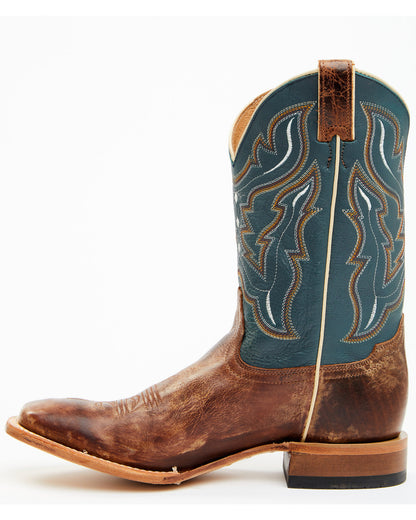 Men's Western Boots - Broad Square Toe Navy