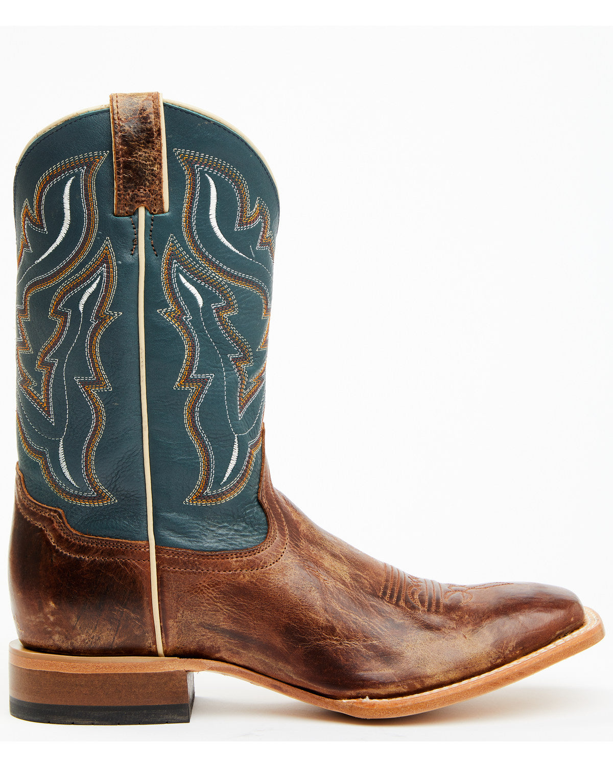 Men's Western Boots - Broad Square Toe Navy