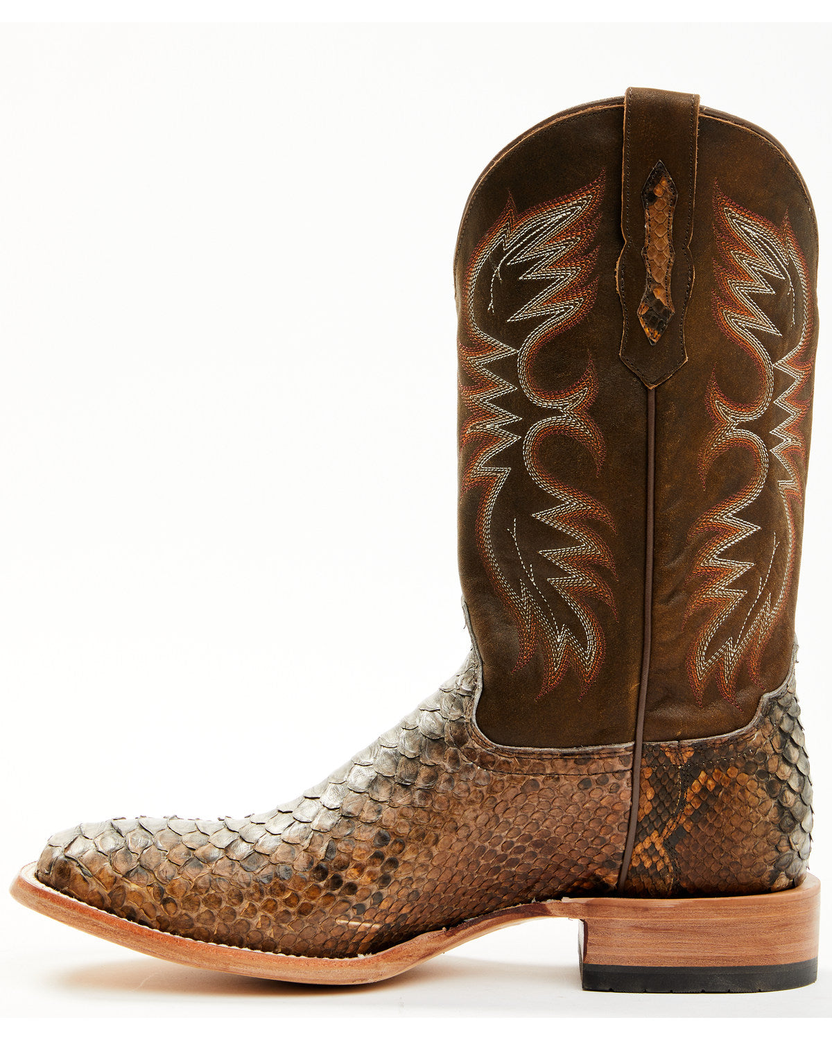 Men's Python Exotic Western Boots - Broad Square Toe Brown