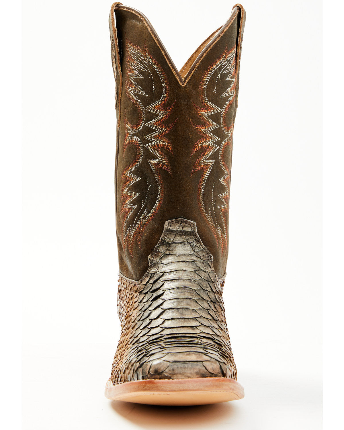 Men's Python Exotic Western Boots - Broad Square Toe Brown